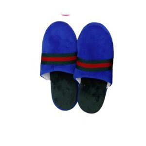 Green & Red Striped Blue Slippers